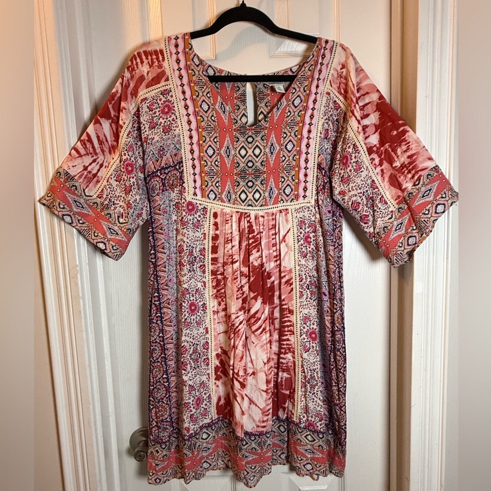 Hippie Boho Sundance Wild Provence Top /  Tunic Mixed Print Festival Romantic